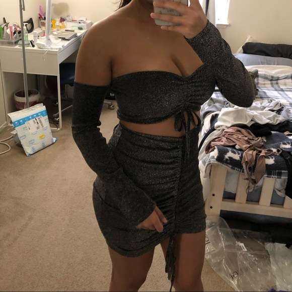 Glitter drawstring two piece skirt set - Picture 3 of 3